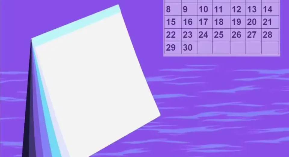 A calendar with the days of the month.